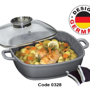 WX 13476 Stoneline 24cm square roaster ruby /aroma glass lid